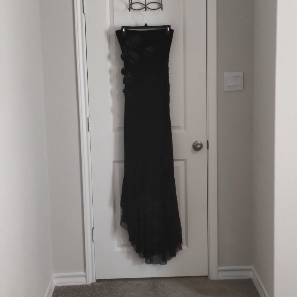 Black Asymmetrical Long Party Dress